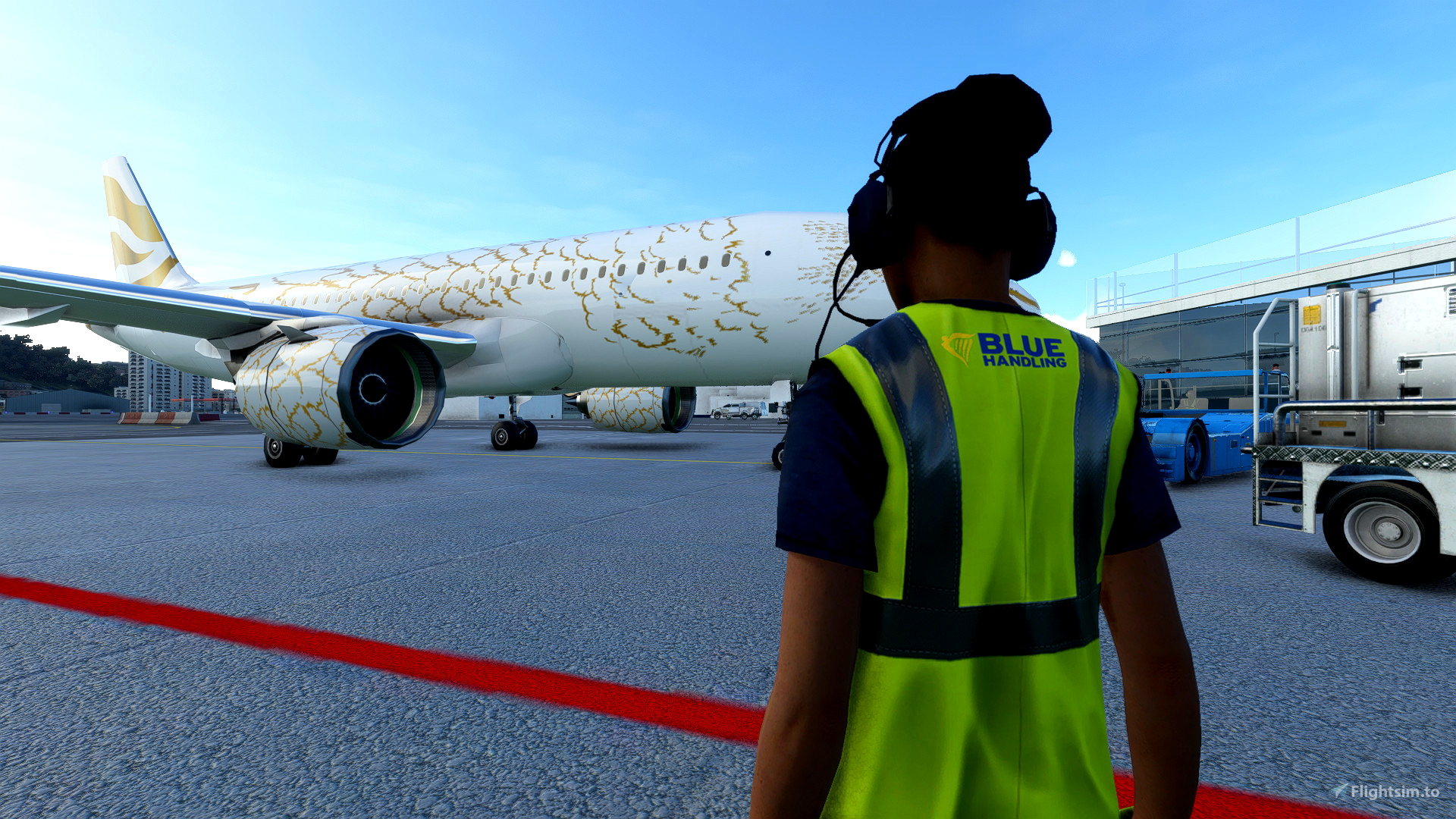 [Ground Handling] Blue Handling Textures (Ryanair) » Microsoft Flight