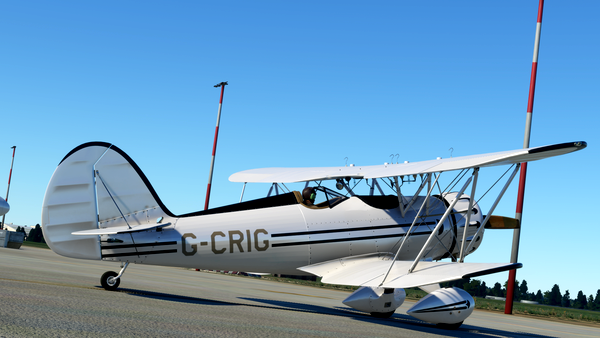 Waco YMF-5 Satin White with Coloured Double Stripe - for Microsoft Flight Simulator