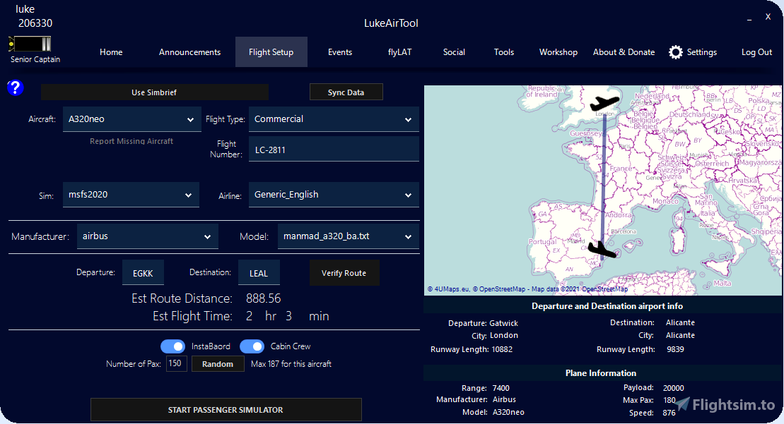 LukeAirTool - Passenger Sim & Pushback Assist & METAR & Charts and