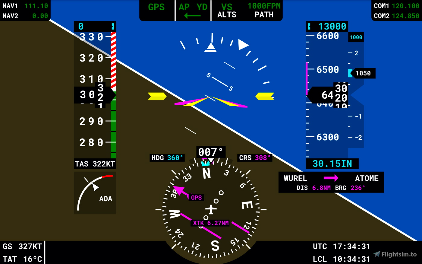 Flight Display Companion (G3000 style display for android) for Microsoft  Flight Simulator