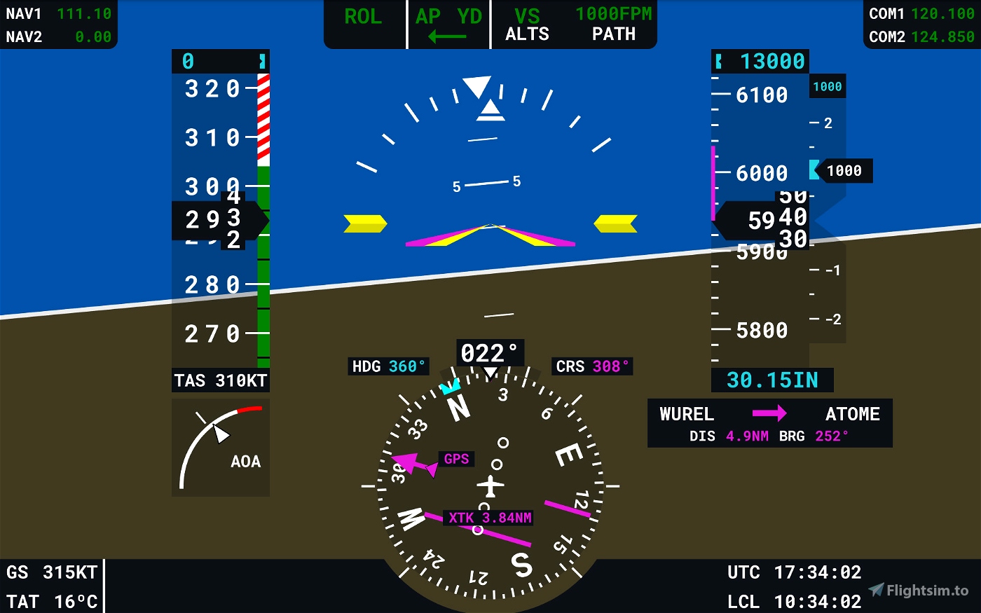 Flight Display Companion (G3000 style display for android) for Microsoft  Flight Simulator