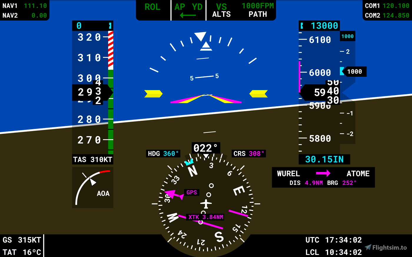 Flight Display Companion (G3000 style display for android) for Microsoft  Flight Simulator