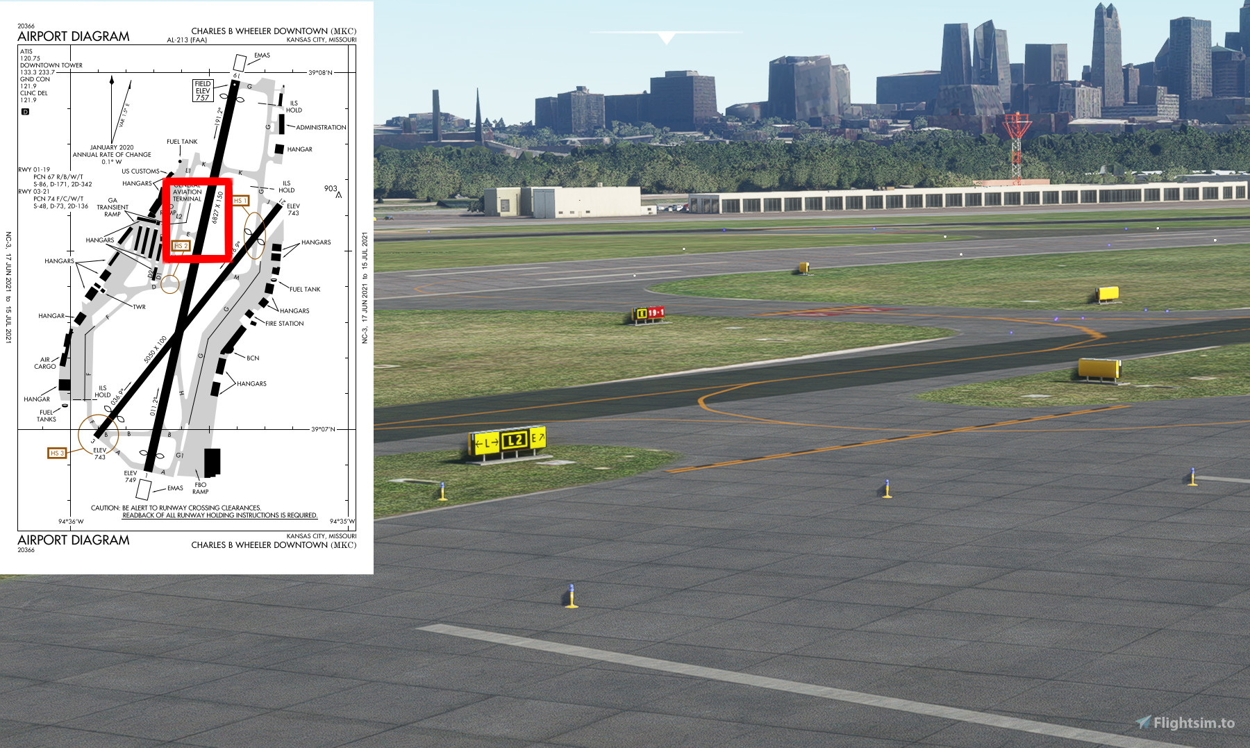 KMKC (Charles B. Wheeler Downtown Airport) Scenery For Microsoft Flight ...