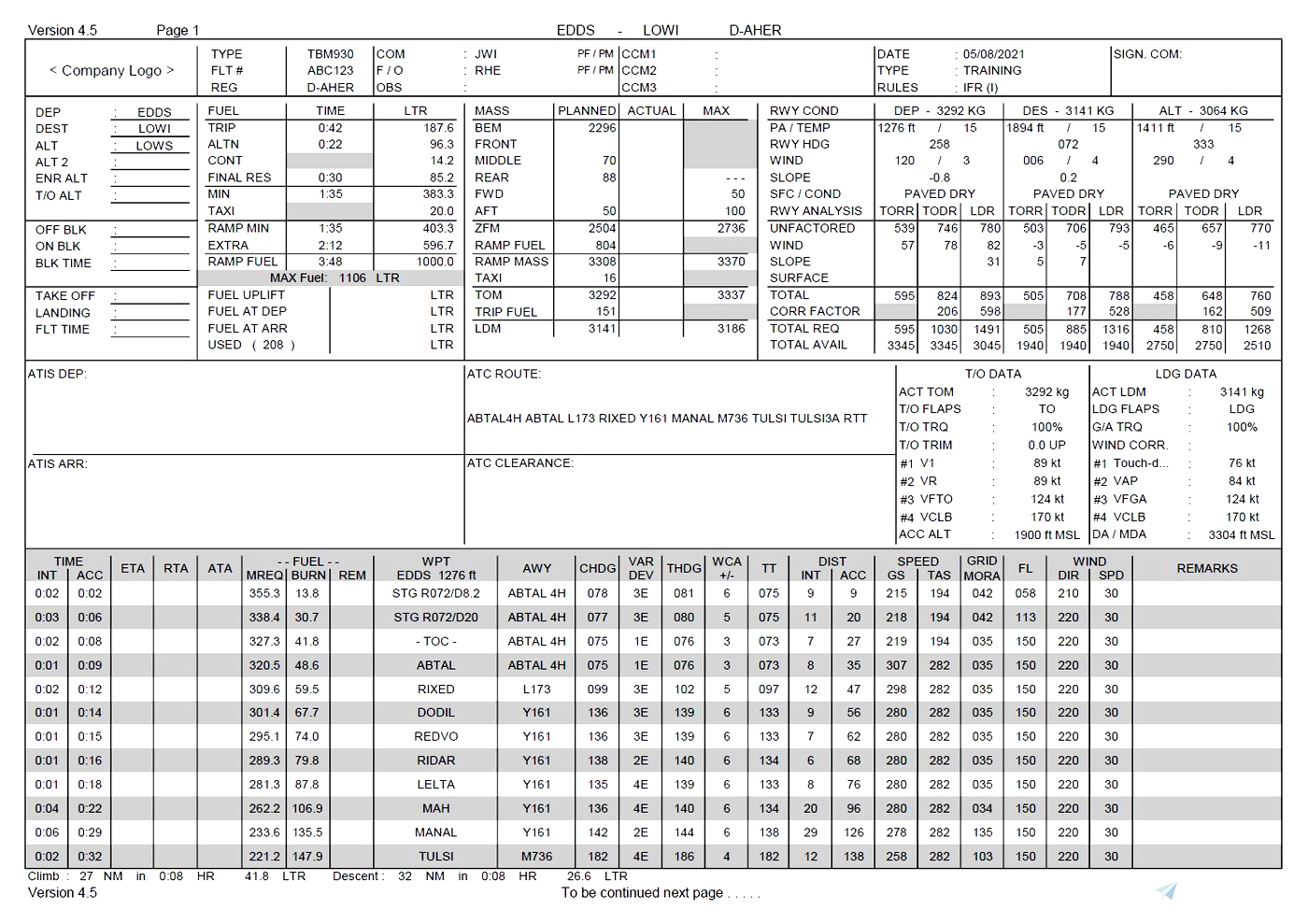 Excel Flight Planning Tool for Microsoft Flight Simulator MSFS