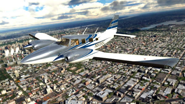 Blue and Grey Curved Livery for Carenado Seneca - for Microsoft Flight Simulator