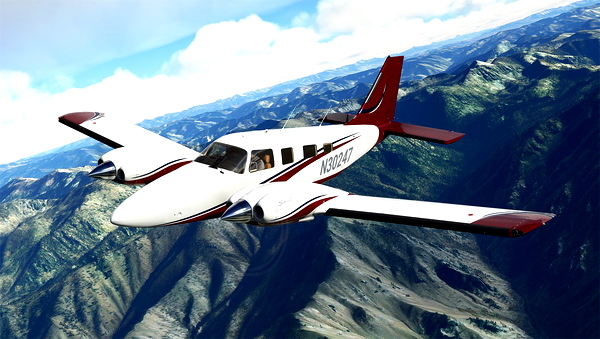 Red Swooped Blue Livery for Carenado Seneca - for Microsoft Flight Simulator
