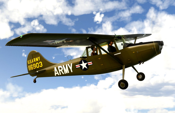 BlackBox Simulation Cessna L-19 "Bird Dog" ZK-FYA US ARMY (New Zealand) - for Microsoft Flight Simulator