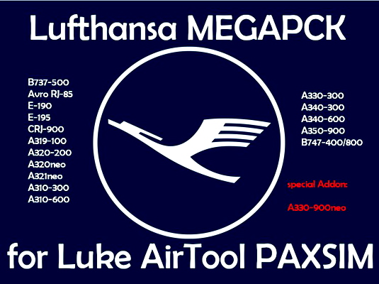 Luke AirTool Lufthansa Seatplan MEGAPACK for Paxsim (incl. A330neo) - for Microsoft Flight Simulator