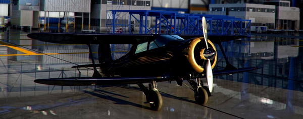 Beechcraft D17 Staggerwing in Blue and Gold - for Microsoft Flight Simulator