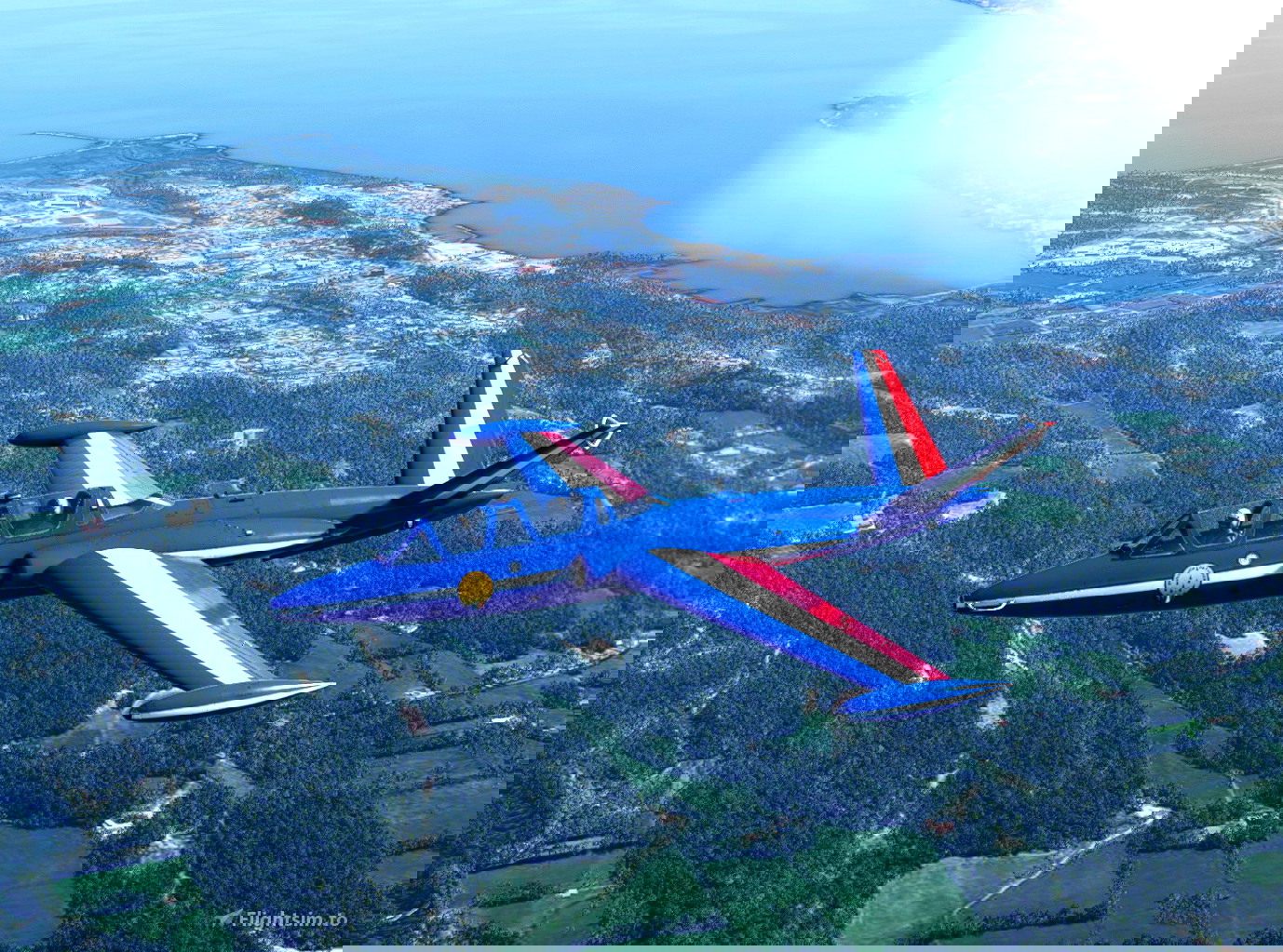 AzurPoly Fouga Magister Patrouille de France Blue livery para Microsoft Flight Simulator MSFS