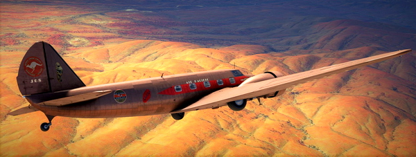 Boeing 247D brown & red Air-Pacific J68 - for Microsoft Flight Simulator