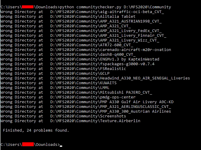 Community Folder Checker for Microsoft Flight Simulator MSFS