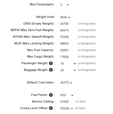 SimBrief - Profil Cargo PMDG 737-700BDSF - for Microsoft Flight Simulator