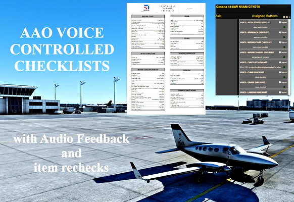 VOICE CHECKLISTS FOR CESSNA 414 AW CHANCELLOR WITH FEEDBACK - for Microsoft Flight Simulator