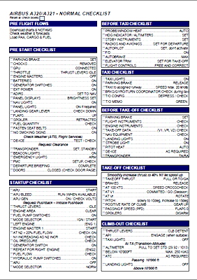 A320 Checklist with Checkboxes - for Microsoft Flight Simulator