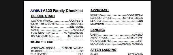 A320 Family Checklist - for Microsoft Flight Simulator