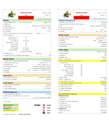 Airbus H145 Helicopter Checklist - for Microsoft Flight Simulator