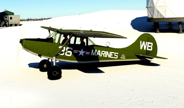 Bird Dog L19 MARINES green matt livery with bush wheels - for Microsoft Flight Simulator