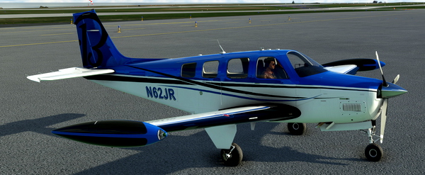 Black Square Analog A36 Bonanza Modern Blue & N62JR - for Microsoft Flight Simulator