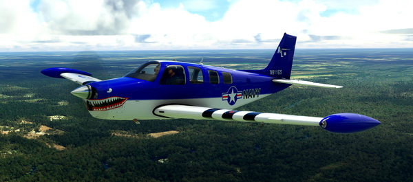 Black Square Analog A36 Bonanza N911GS Navy Shark - for Microsoft Flight Simulator