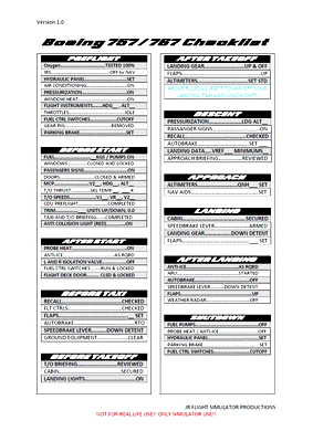 Boeing 787 Checklist for Microsoft Flight Simulator | MSFS