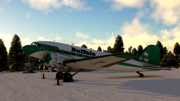Buffalo Airways CF-CUE DC-3 With included cockpit textures and functional airspeed knot gauge - for Microsoft Flight Simulator