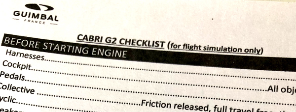 Cabri G2 Helicopter Checklist - for Microsoft Flight Simulator