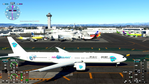 Captain Sim Boeing 777-300 MrBeast livery (fictional) - for Microsoft Flight Simulator