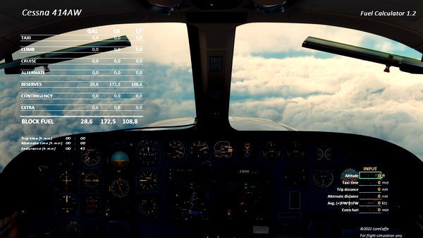 Cessna 414 Chancellor - Fuel Calculator - for Microsoft Flight Simulator