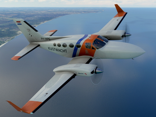 Cessna 414AW Chancellor, Royal Netherlands Coast Guard / Kustwacht, PH-MPC, circa 1989 - for Microsoft Flight Simulator