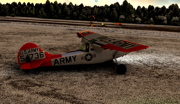 Cessna L19 Bird Dog ARMY red/white with bush wheels - for Microsoft Flight Simulator