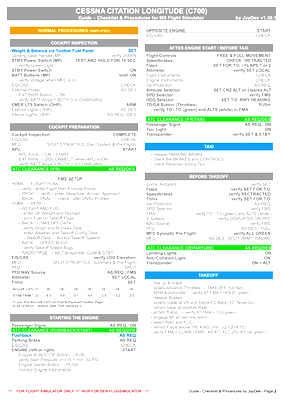 Citation Longitude - Checklist & Procedures - for Microsoft Flight Simulator