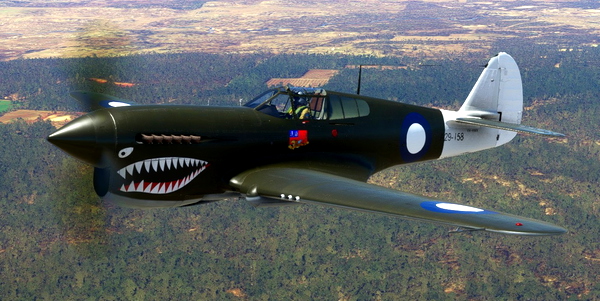 Curtiss P-40F Kittyhawk RAAF Sharks mouth - for Microsoft Flight Simulator