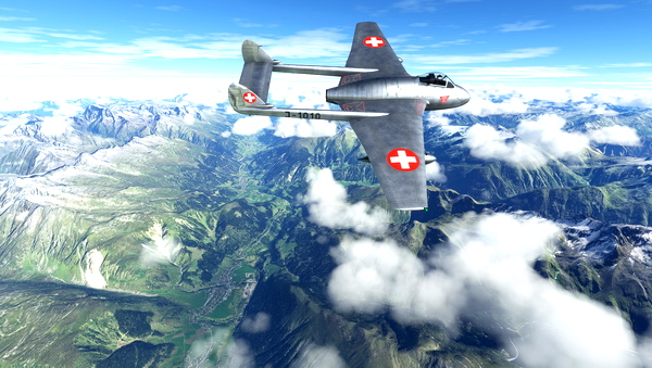 de Havilland DH-100 Vampire Swiss Air Force J-1010 - for Microsoft Flight Simulator