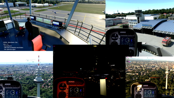 EDFM - City Airport Mannheim - City 2.2 und Helipads Mannheim / Ludwigshafen - for Microsoft Flight Simulator