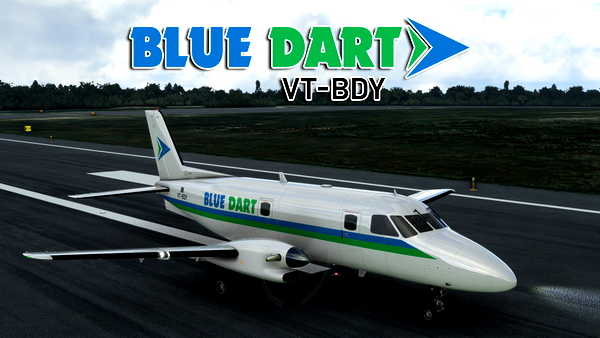 EMB110-P1 Freight Bandeirante Blue Dart "VT-BDY" (Fictional) - for Microsoft Flight Simulator