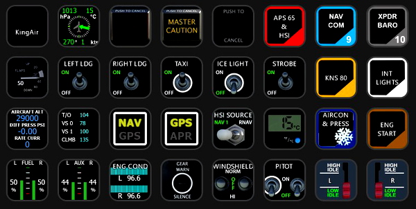 KingAir SteamGauge (Black Square) AAO Scripts & StreamDeck XL & PLUS Profile - for Microsoft Flight Simulator