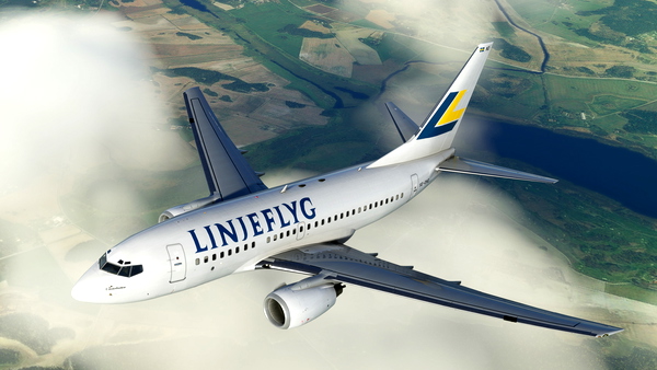 Linjeflyg Boeing 737-600 (737-500) SE-DND circa 1991 - for Microsoft Flight Simulator