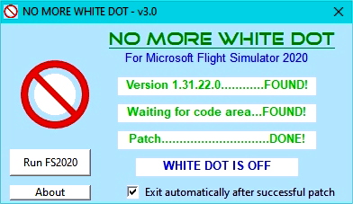 "No more white dot" - for Microsoft Flight Simulator