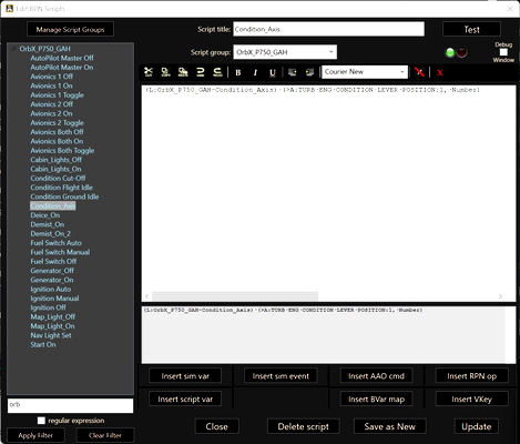 OrbX PAC P-750 Axis and Ohs (AAO) Scripts - for Microsoft Flight Simulator