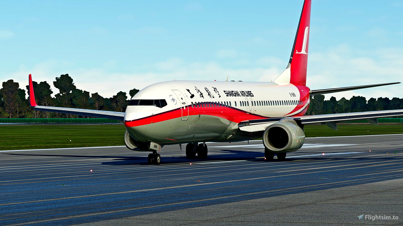 PMDG 737-800 Shanghai Airlines 上海航空公司 B-6866 8K (OLD TYPE) for ...