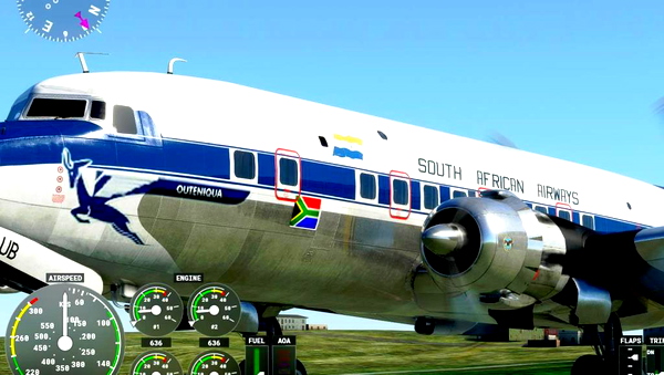PMDG DC 6B Fictional Old SAA Livery based on ZS-AUB "outeniqua" - for Microsoft Flight Simulator