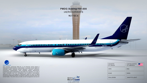 Project Real Fleet by fOrZaONDER - iAero Airways N276EA (4K) Livery with Cabin, PMDG Boeing 737-800 - for Microsoft Flight Simulator
