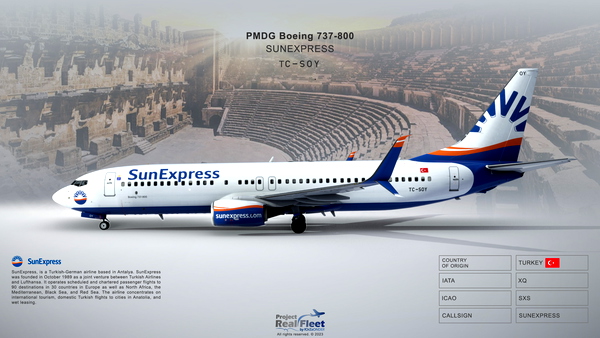 Project Real Fleet by fOrZaONDER - SunExpress TC-SOY (4K) Livery with Cabin, PMDG Boeing 737-800 - for Microsoft Flight Simulator