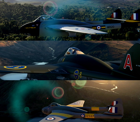 RAF/RN and Swedish Liveries for the SwissMilSim Vampire - for Microsoft Flight Simulator