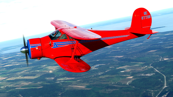 Red with Blue Lines livery for Beechcraft D17 in MSFS - for Microsoft Flight Simulator
