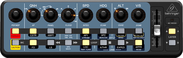 Spad.Next profile for X-Touch mini as FBW A32NX Flight Deck - for Microsoft Flight Simulator