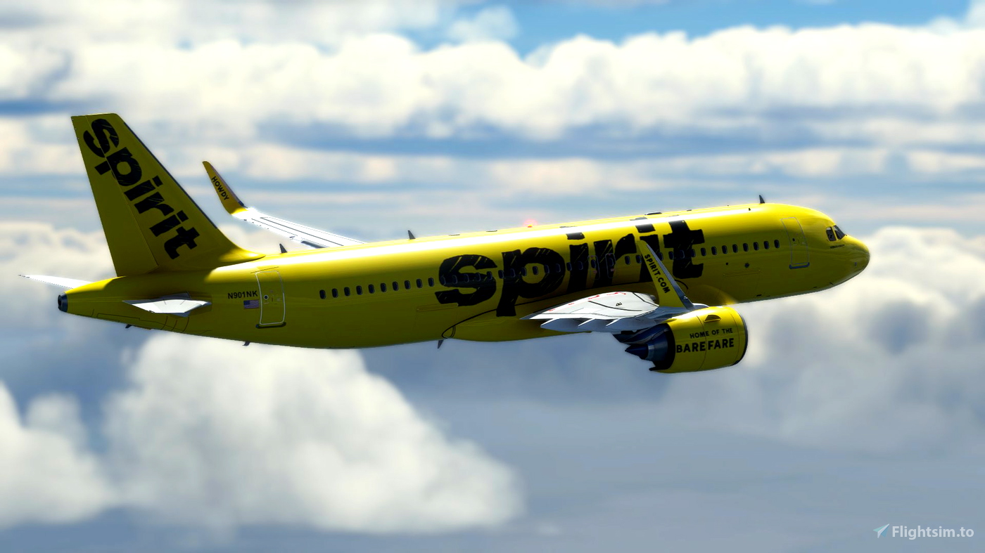 FBW A32NX Spirit Airlines "Bare Fare" 4K for Microsoft Flight