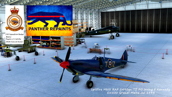 Spitfire MkVB RAF 249Sqn TZ FO Irving F Kennedy EN500 Qrendi Malta Jul 1943 - for Microsoft Flight Simulator