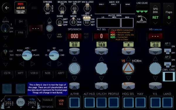 Touch Portal Page FCU and EFIS for INIBUILDS A310 - for Microsoft Flight Simulator